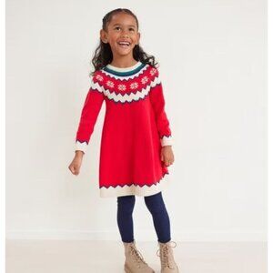 Hanna Andersson Red Fair Isle Sweater Dress Size 120/6-7